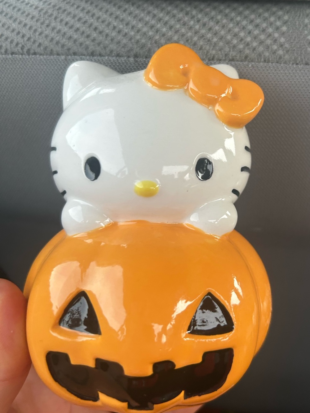 Hello Kitty Orange and White Pumpkin Figurine